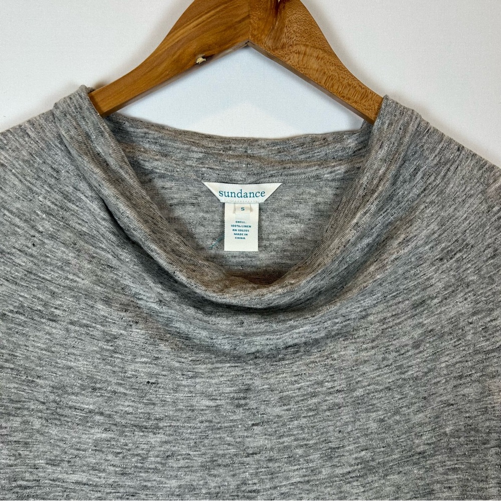 Sundance Women's Gray 100% Linen Long Sleeve Cowl Neck Top Small - Picture 5 of 6